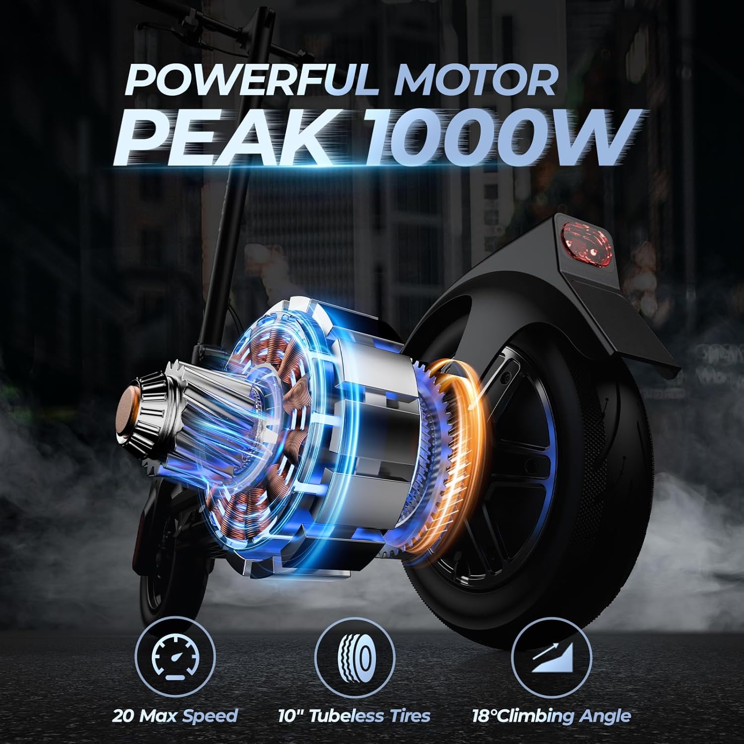 Electric Scooter for Adults, Max Speed 20 Mph, 500W/1000W Peak Motor, 8.5