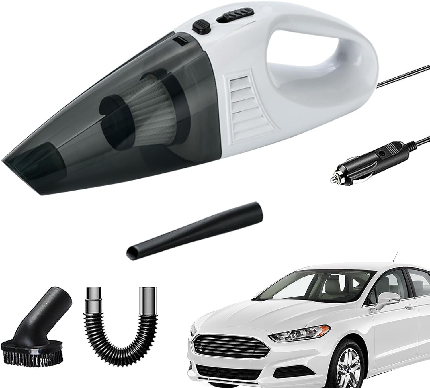 Decorhome Car Handheld Vacuum Cleaner, 6000pa High Power Rechargeable Vacuum Cleaner, Lightweight Handheld Vacuum Cleaner Portable Wireless Charging Vacuum Cleaner for Bed Sofa Desk Car, 1, White 1