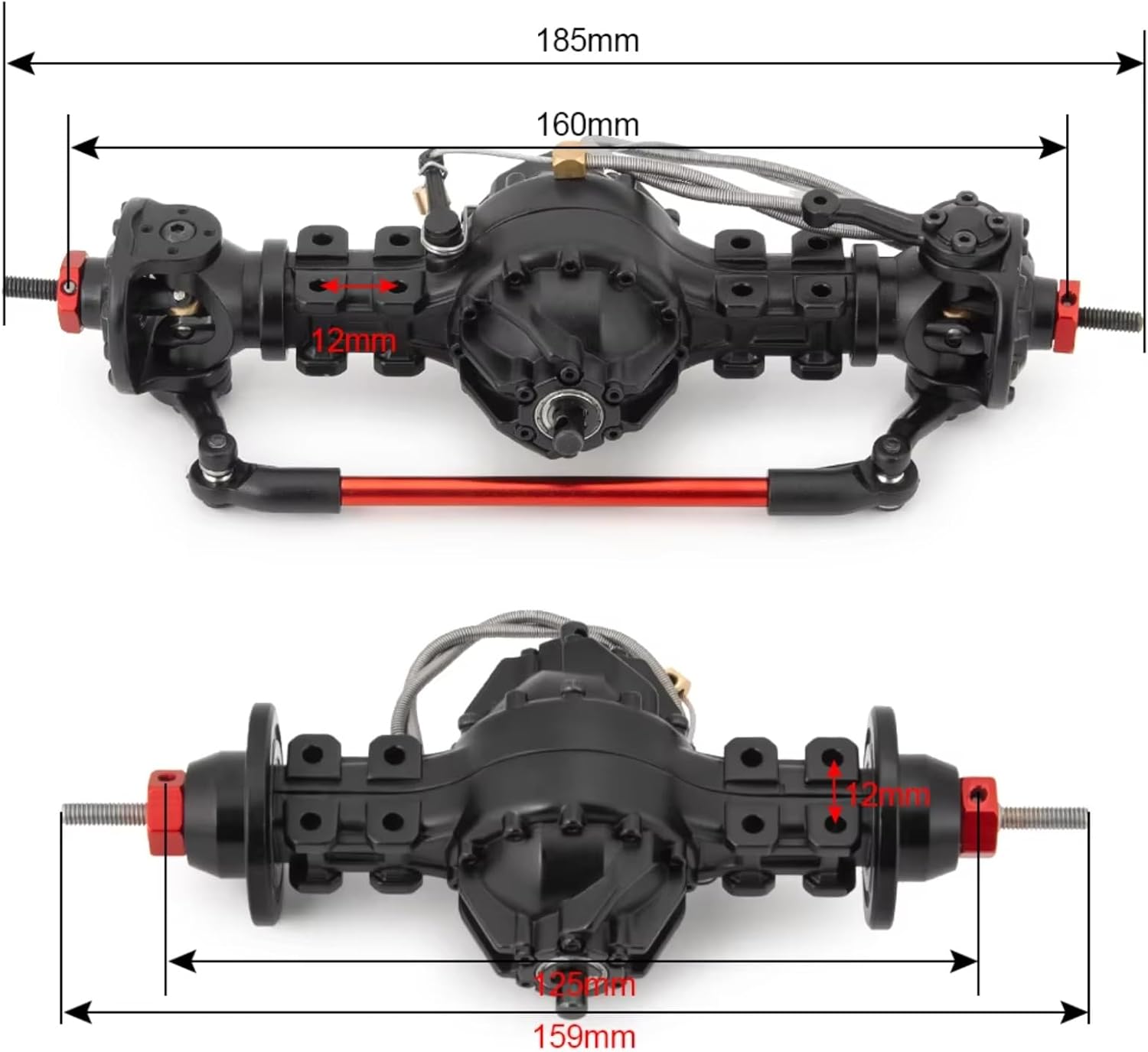 Rc Front Rear Axle for Tamiya 1/14 RC Car Trailer Tractor Tow Drag Truck Parts Metal Front Rear Axle Medium Differential Axle Built-in Gear(Front and Rear)