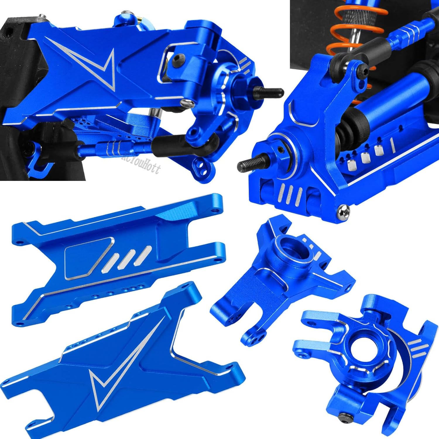 RC Upgrades Part for 1/10 Rustler/Slash/Stampede 4x4 4WD VXL,Arm/Shocks/gearbox/37T Diff Gear/Caster Block,Steering Blocks/Stub Axle Carriers/Drive Shaft/Shock Tower/Links,Navy Blue