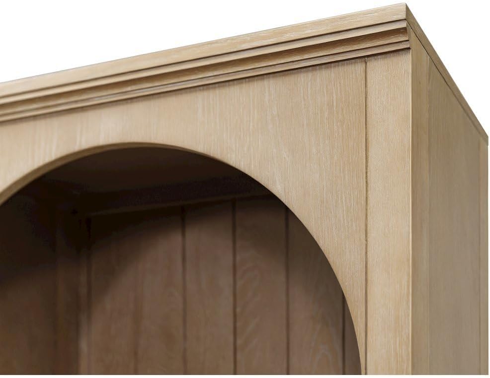 Starlight Wood Open Bookcase, Fully Assembled, 3 Adjustable Shelves, 1 Fixed Shelf, Wire Brushed Light Oak Finish, Brown Wood