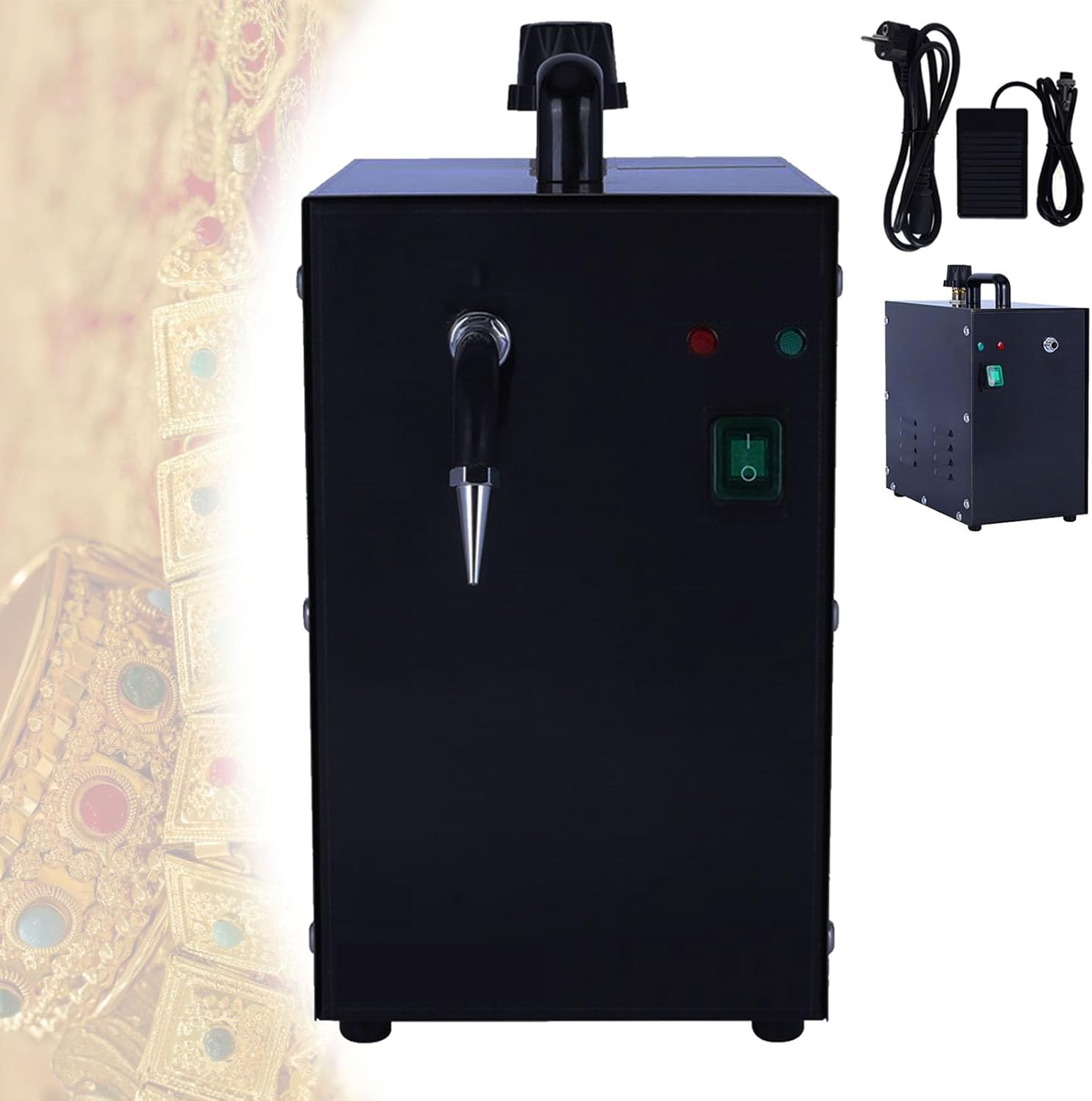 1500W Jewelry Steam Cleaner, Stainless-Steel Jewelry Steamer Cleaning Machine, 2L High Pressure Ultra Sonic Gem Washer Gold Silver for Glasses Watch Rings Small Parts Circuit Board