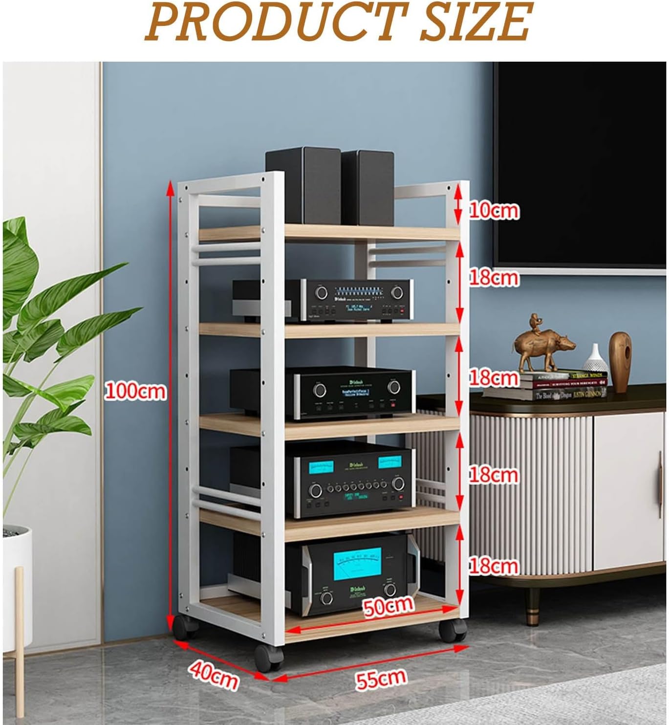 BXKCFYBSQ 5-Tier Removable AV Media Rack Audio Stand Component Cabinet Audio Rack