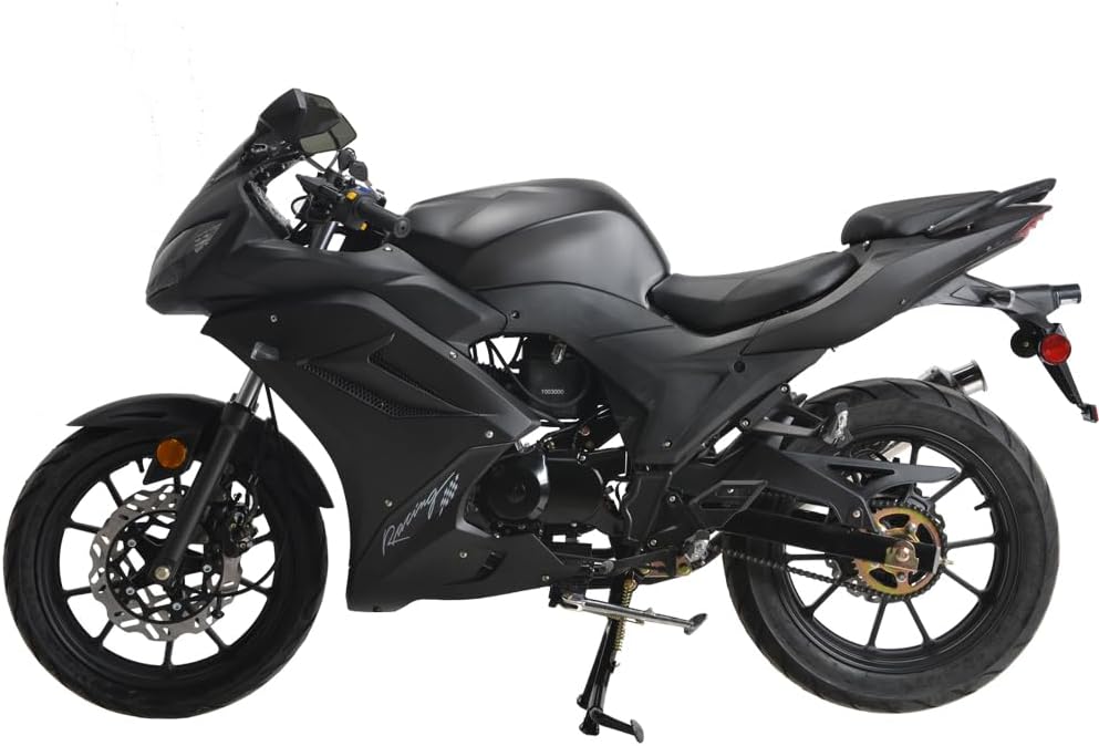 HHH 125cc Motorcycle with Manual Transmission for Adult Sports Bike 125cc Scooter with led Lights and 17 inches Wheels (Factory Packaged) (Black Color)