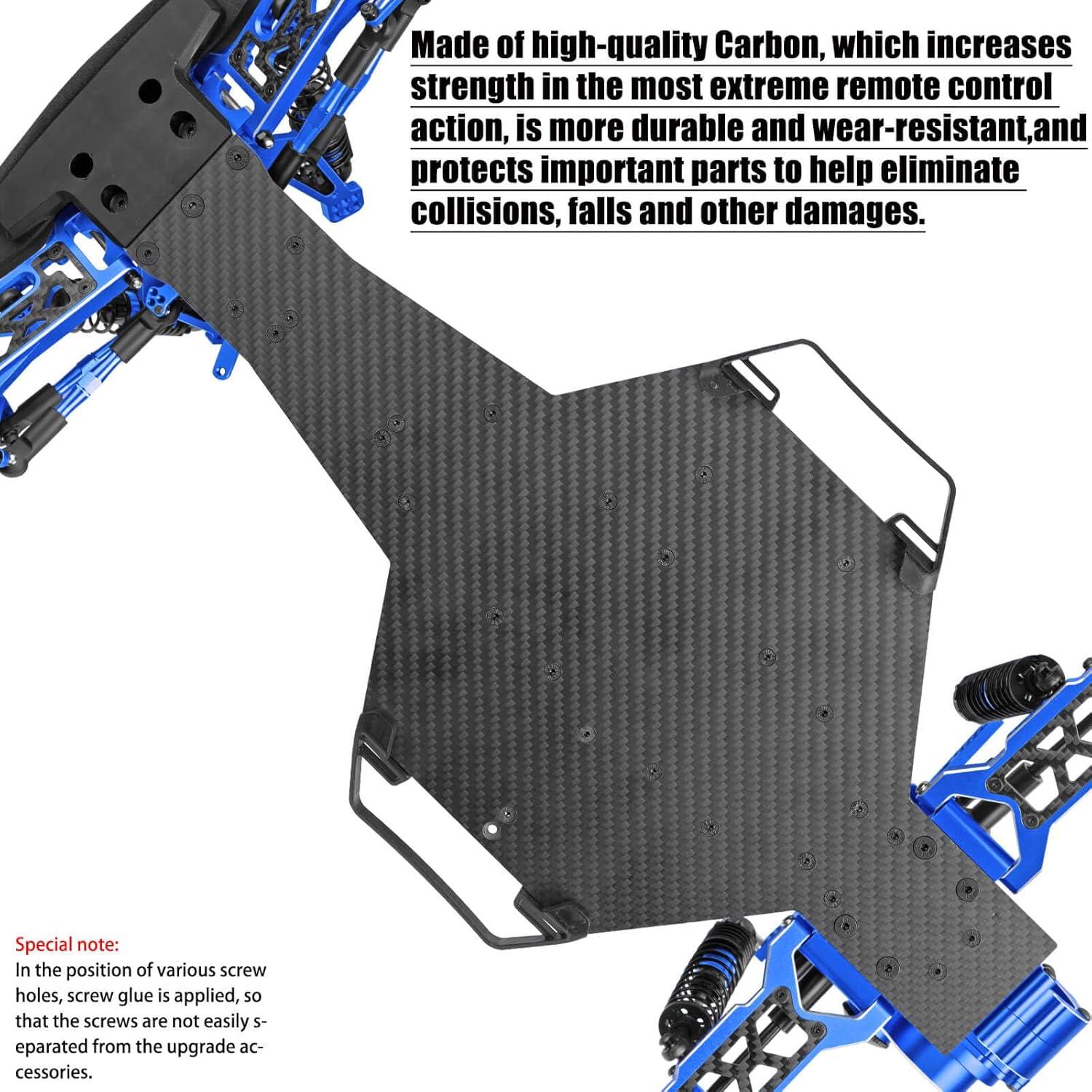 Upgrades Parts for 1/10 Slash 2WD LCG,Carbon Skid Plate&Aluminum RC Shocks&Drive Shaft CVD&A Arms&Steering Block&272R Gearbox&Adjustable Links&Shock Tower&Front Bulkhead,Navy Blue