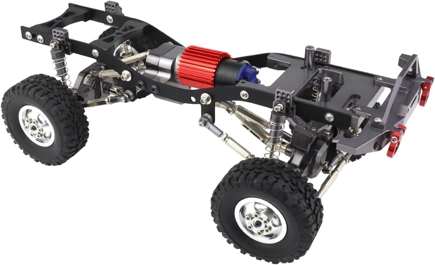 RC Cars Crawler Parts Compatible with WPL C14 C24 1/16 RC Car Metal Assembled Frame for Chassis Axle Gearbox Pull Rod Set Parts Accessories Whole Upgrade(Gray)