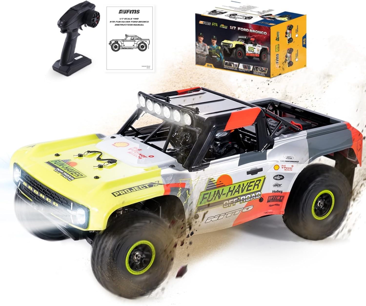 BEEZRC FMS 1/7 Ford Bronco RTR EB RC Short Course Truck Fast 80km/h High Speed RC Off-Road Brushless 4x4 RC Truck RC Car Hobby RC Waterproof Remote Control Car for Adults RS Racing Livery 2024