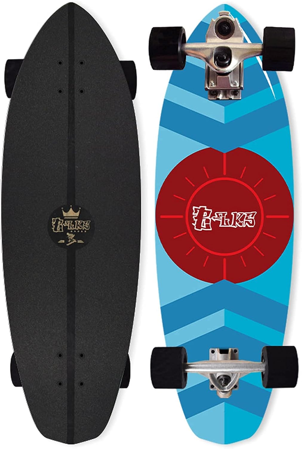 VOMI Surfskate Land Surfing Skateboard P7 Truck (Bidirectional Steering Thruster + INDY) 32×10 inches Maple Complete Board ABEC-11 Bearing for Pumpping Carving Land Surfing Pro Players (C)