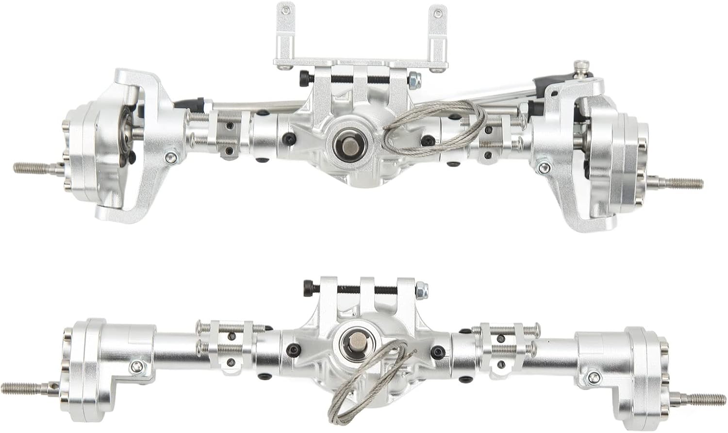 Pssopp RC Vehicle Axle Kit, Aluminum Differential Locking Portal Axles, Easy Installation for Axial SCX10 90046 90047 1/10 RC Car (Silver)