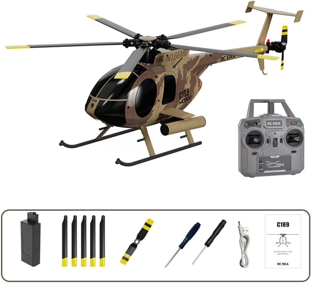 C189 MD500 Remote Control Helicopter for Adults, 1:28 Scale 4CH Single-Rotor RC Aircraft with Brushless Motor, 6-Axis Gyro, and Optical Flow Localization, 2.4GHz RTF