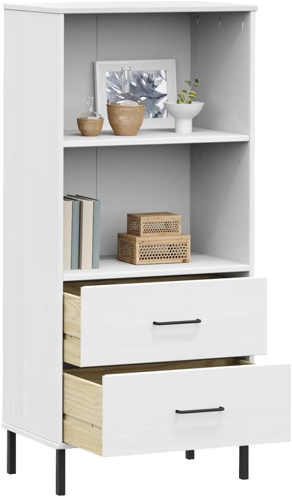 CHARMMA Bookcase with 2 Drawers White 23.6