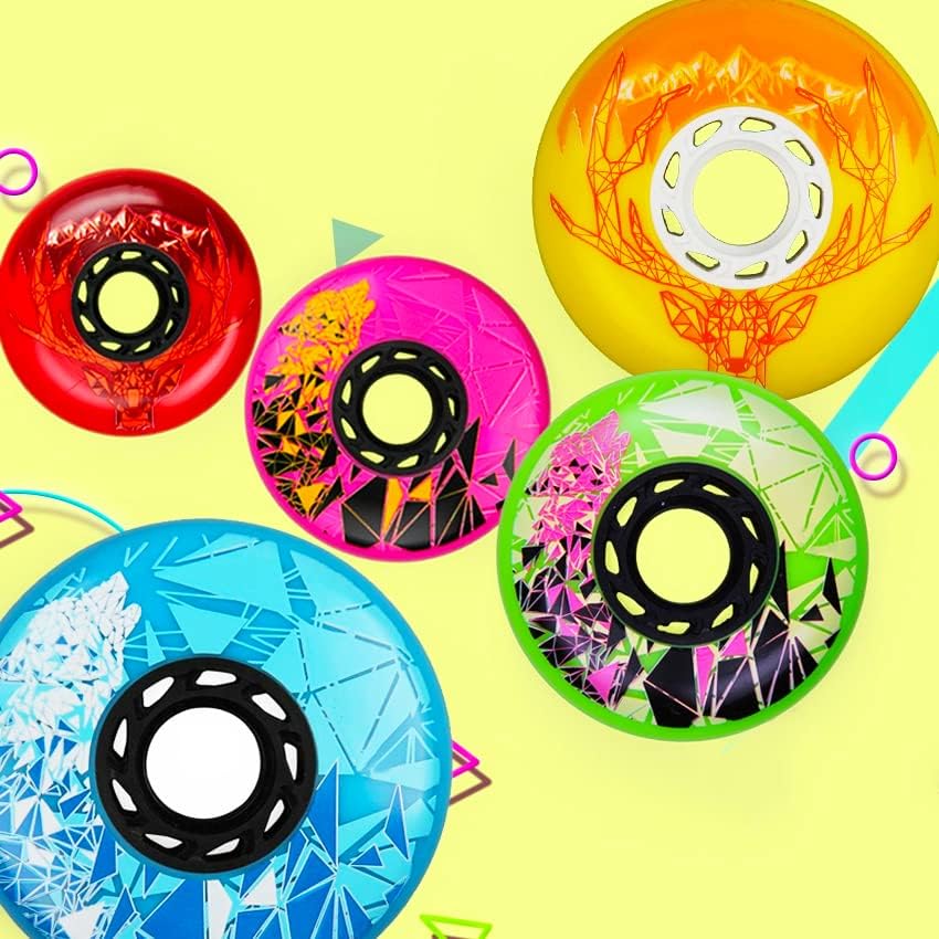 Inline Skate Wheels for Outdoor Indoor 72mm/ 76mm/ 80mm Inline Skate Replacement Wheels High-end Flat Flower Wheels