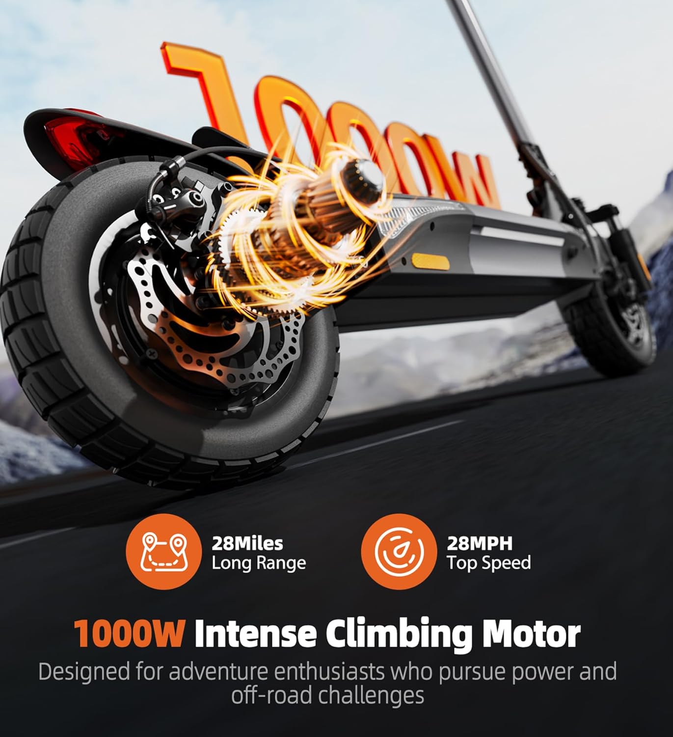 Electric Scooter for Adults, 1000W Powerful Motor with 28 MPH Top Speed & 28 Miles Long Range, 10