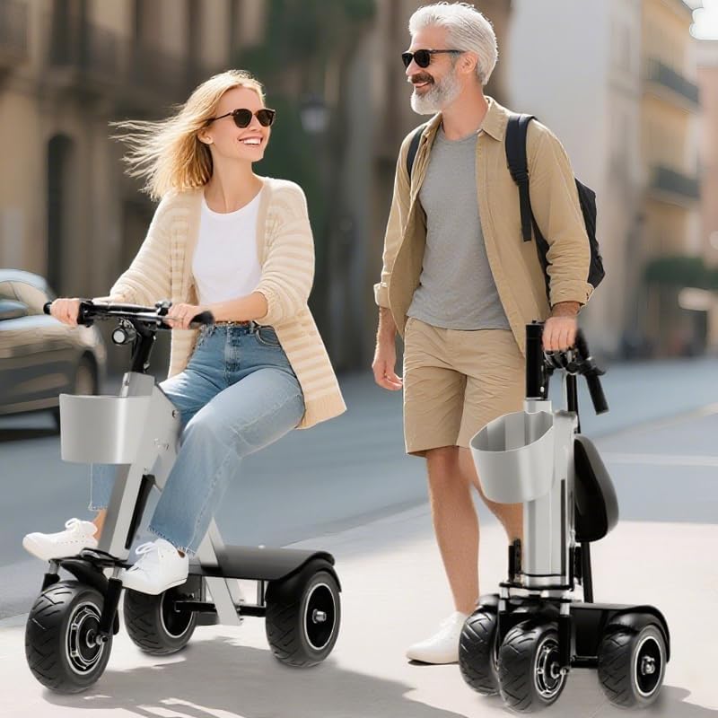 3 Wheel Electric Scooter for Adults,Folding Electric Trike Lightweight,450W Motor,Simple and Convenient to use,Foldable with seat Mobility Scooters for Seniors,Used for Commute and Travel