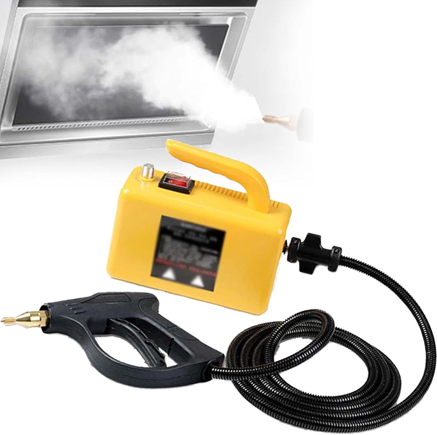 Pressure Steam Cleaner 2600W High Pressure Car Steam Engine for Car Detailing Handheld Steam Cleaner for Car Detailing Portable Steam Engine for Cleaning (110V/220V),Yellow-110V