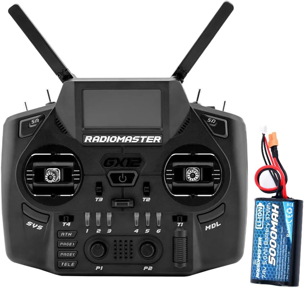 Radiomaster GX12 Dual Band Antenna Gemini XROSSBAND EXpressLRS 1000HZ 3D Digital CNC Hall Gimbal Radio Controller (GX12 ELRS M2 5000)