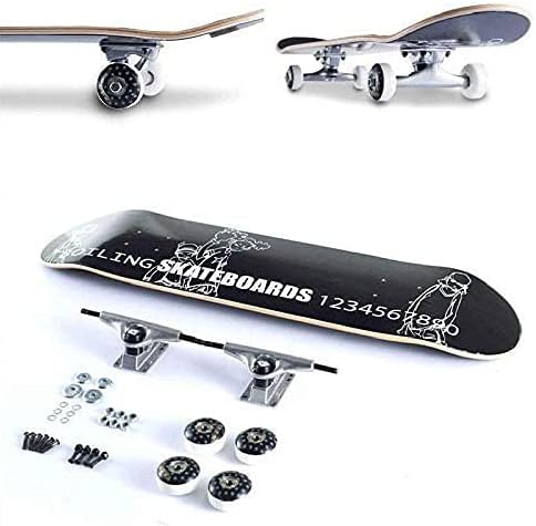 Four-Wheel Skateboard Road Skills Maple Skateboard Portable Adult Men and Women Double Inclined Skateboard Suitable for Adults and Teenagers 80 cm