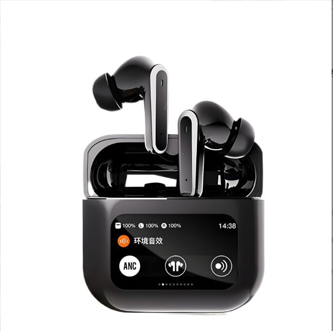 Wireless Earbuds Bluetooth Headphones 5.4,8H Monaural Playtime Stereo IPX5 Waterproof Ear Buds,Top notch ANC actively reduces noise,LCD Full-Color Touch Screen for Smart Phone Laptop Computer,Black