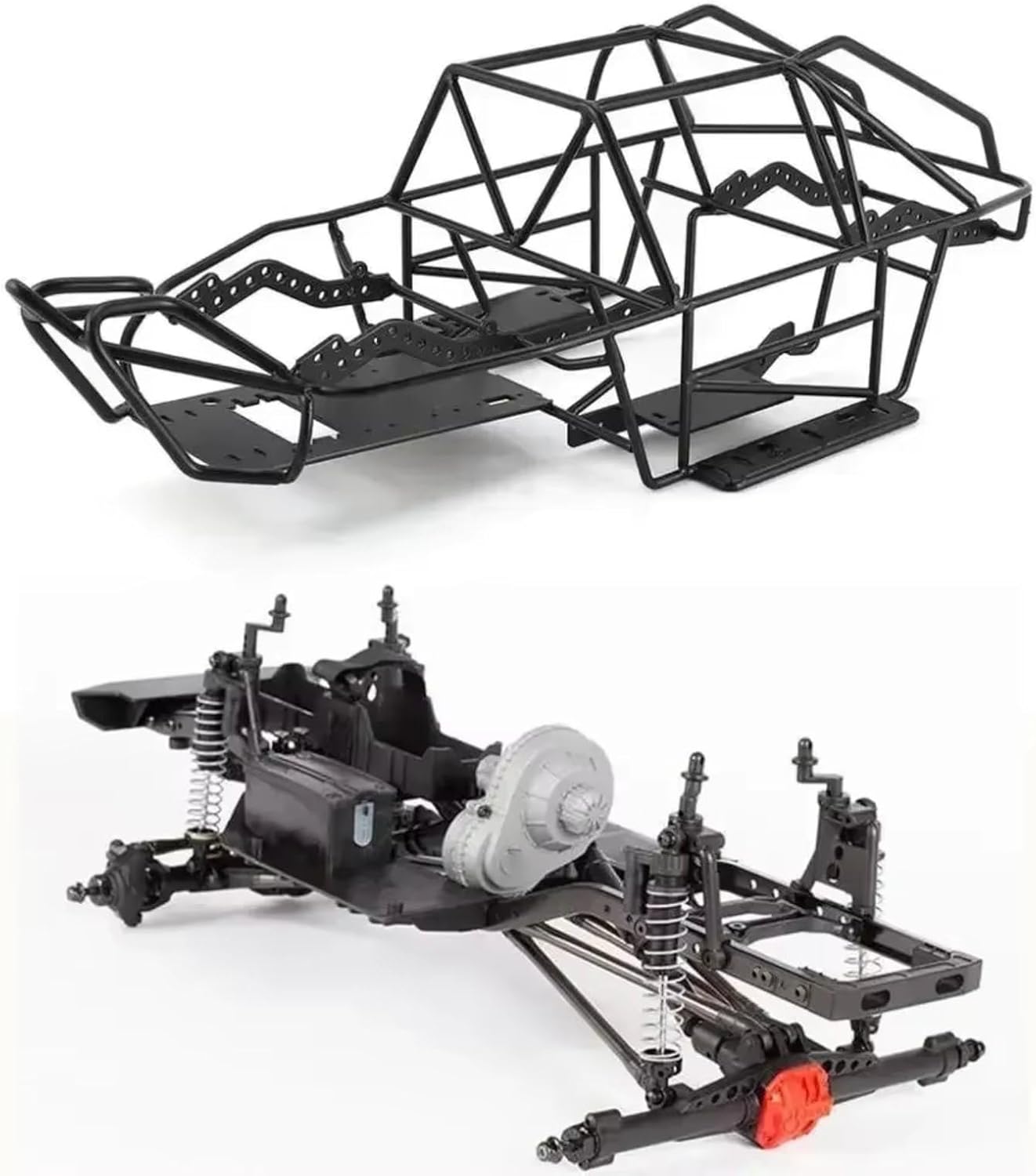 Compatible with Axial for SCX10 II 90046 90047 1/10 RC Crawler Truck Cars Upgrade Parts Steel Full Tube Frame for Chassis Body Roll Cage RC Car Accessories