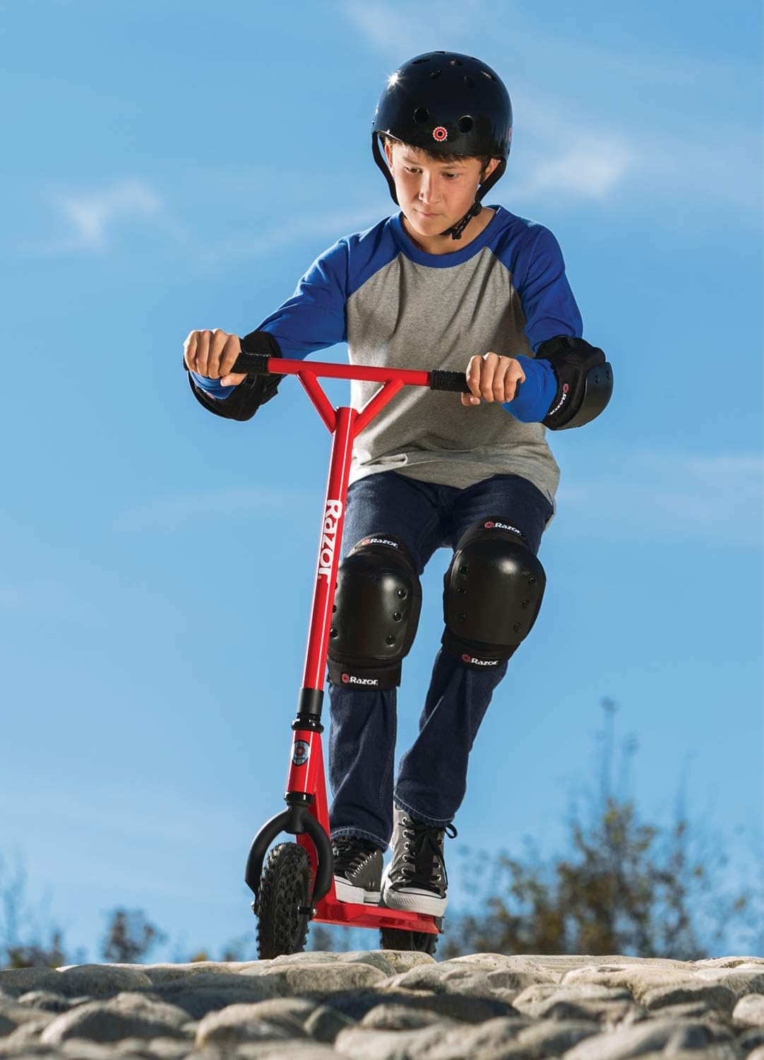 Razor Pro RDS Dirt Scooter for Kids Ages 10+ – Pneumatic Tires, Aircraft-Grade Aluminum Frame & A5 Air Kick Scooter for Kids Ages 8+ - Extra-Long Deck, 8