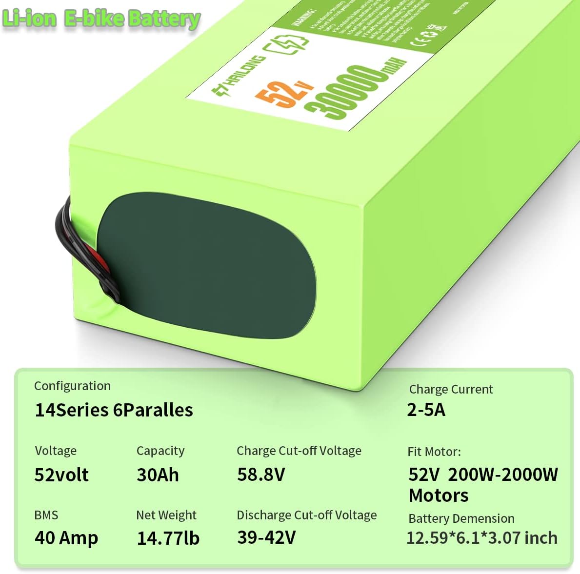 H HAILONG 24V 36V 48V 52V Universal Power Pack Rechargeable Battery for E-lec-tri-c Bike Scooter Tricicycle