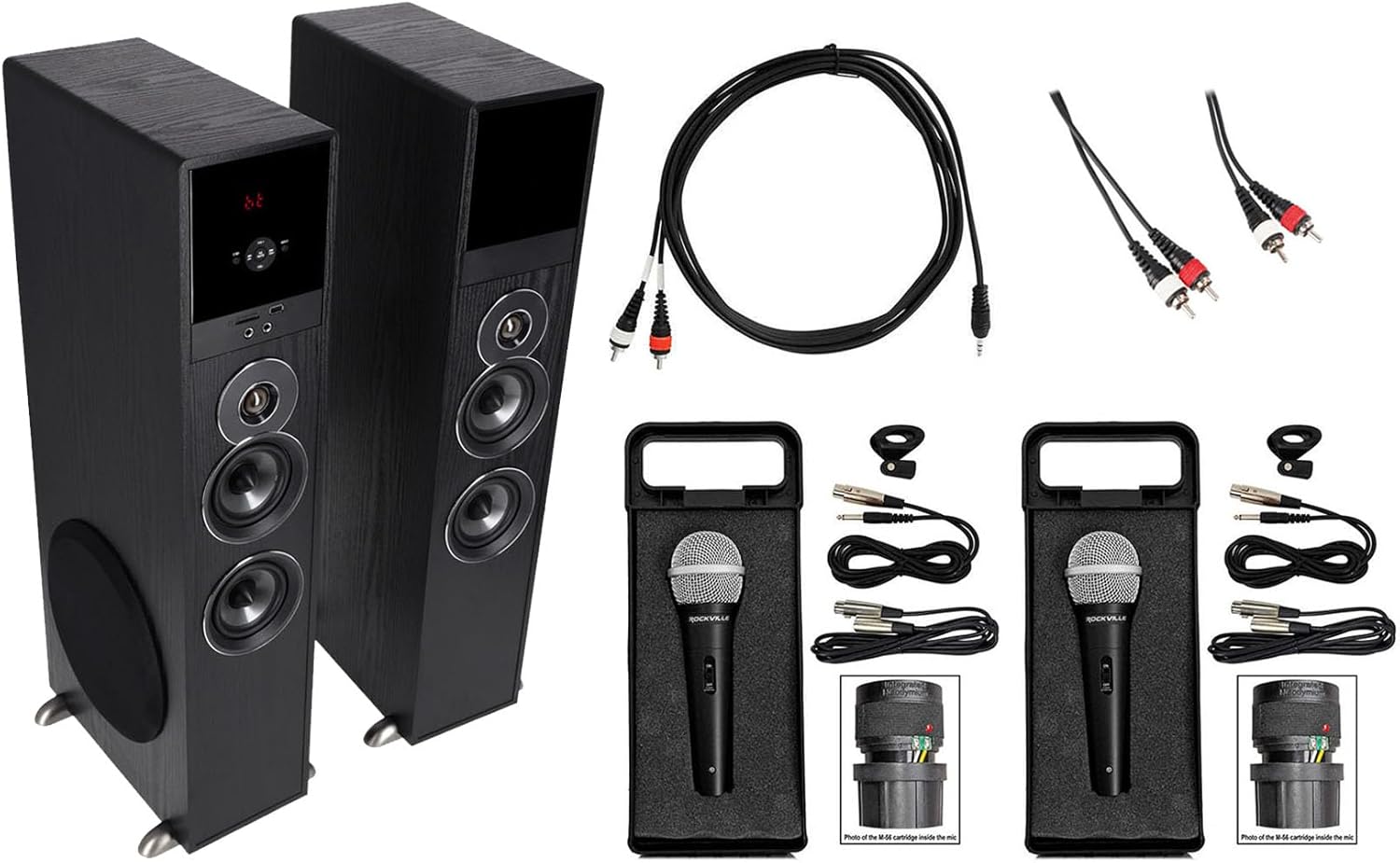 Rockville All-in-one Bluetooth Home Theater/Karaoke Machine System w/(2) Mics