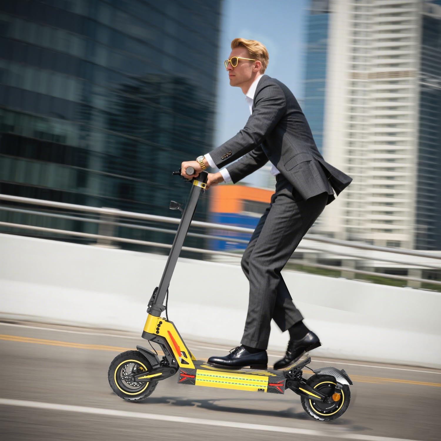 1600W High-Power Electric Scooter for Adults, 48V21AH Lithium Battery, Up to 36MPH, 32-35 Miles Range, Dual Suspension, Dual Brakes, 3 Speed Modes, LCD Display – Off-Road Folding E Scooter