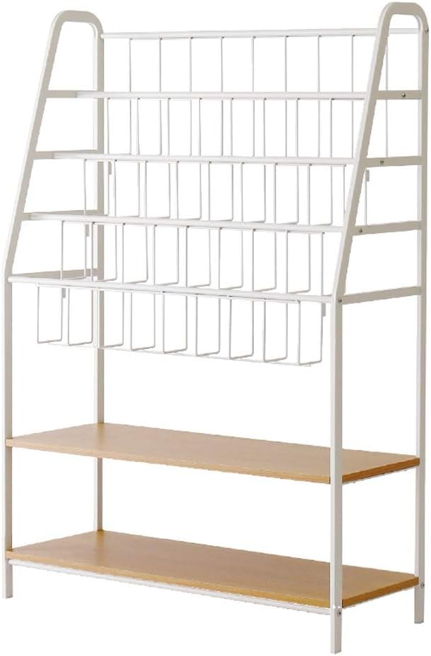 Bookshelf Simple Floor Bookcase Three-Layer Metal Multi-Function Storage Shelf Layered Home Storage Rack Bookcase Storage Rack