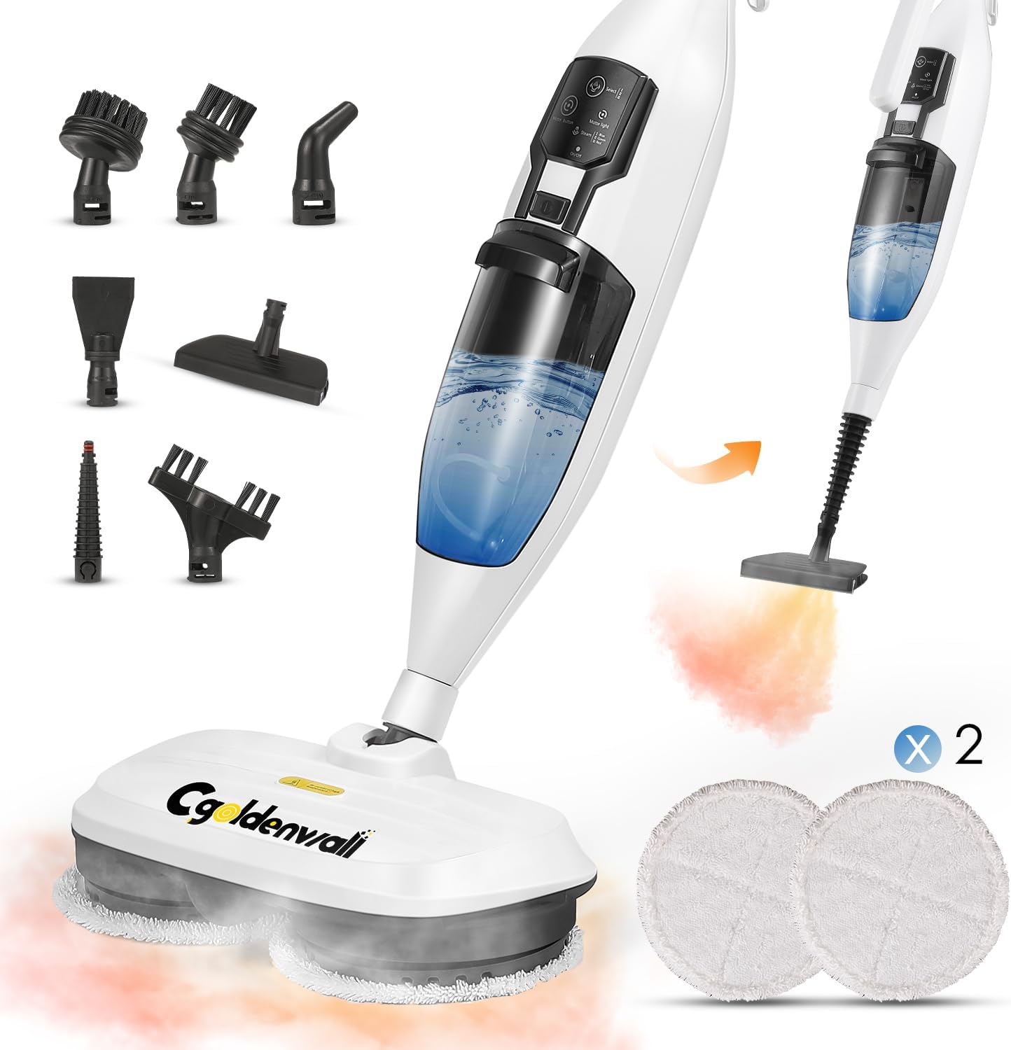 CGOLDENWALL Steam Mop Steam Cleaner for Home, 330 ml Water Tank, CGSM-803