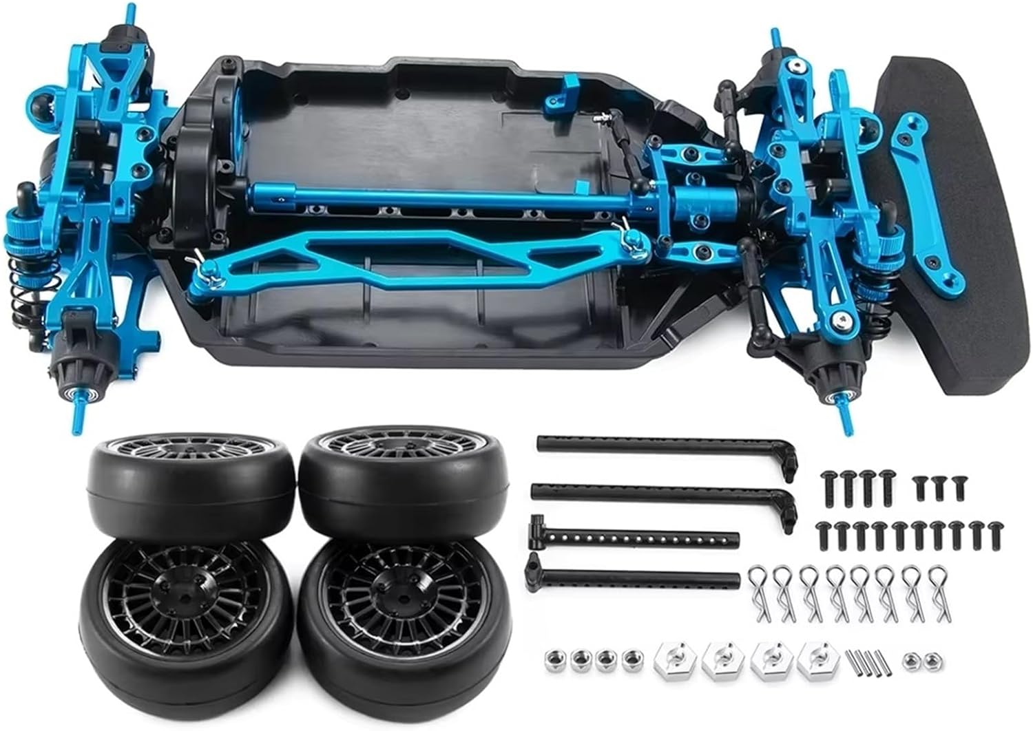 RC Repair Parts for Tamiya TT02 1/10 RC Drift Car Parts Metal Frame for Chassis with Shock Absorbers Wheels Accessories