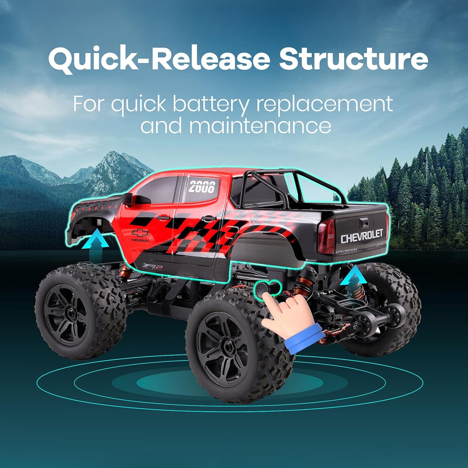 FCXㅤ FMS FMT10 1/10 Chevrolet Colorado Brushless RC Truck, 4WD Off-Road Crawler with Metal Chassis, Waterproof ESC, Hobby Grade Remote Control Car for Adults (Black and Red)