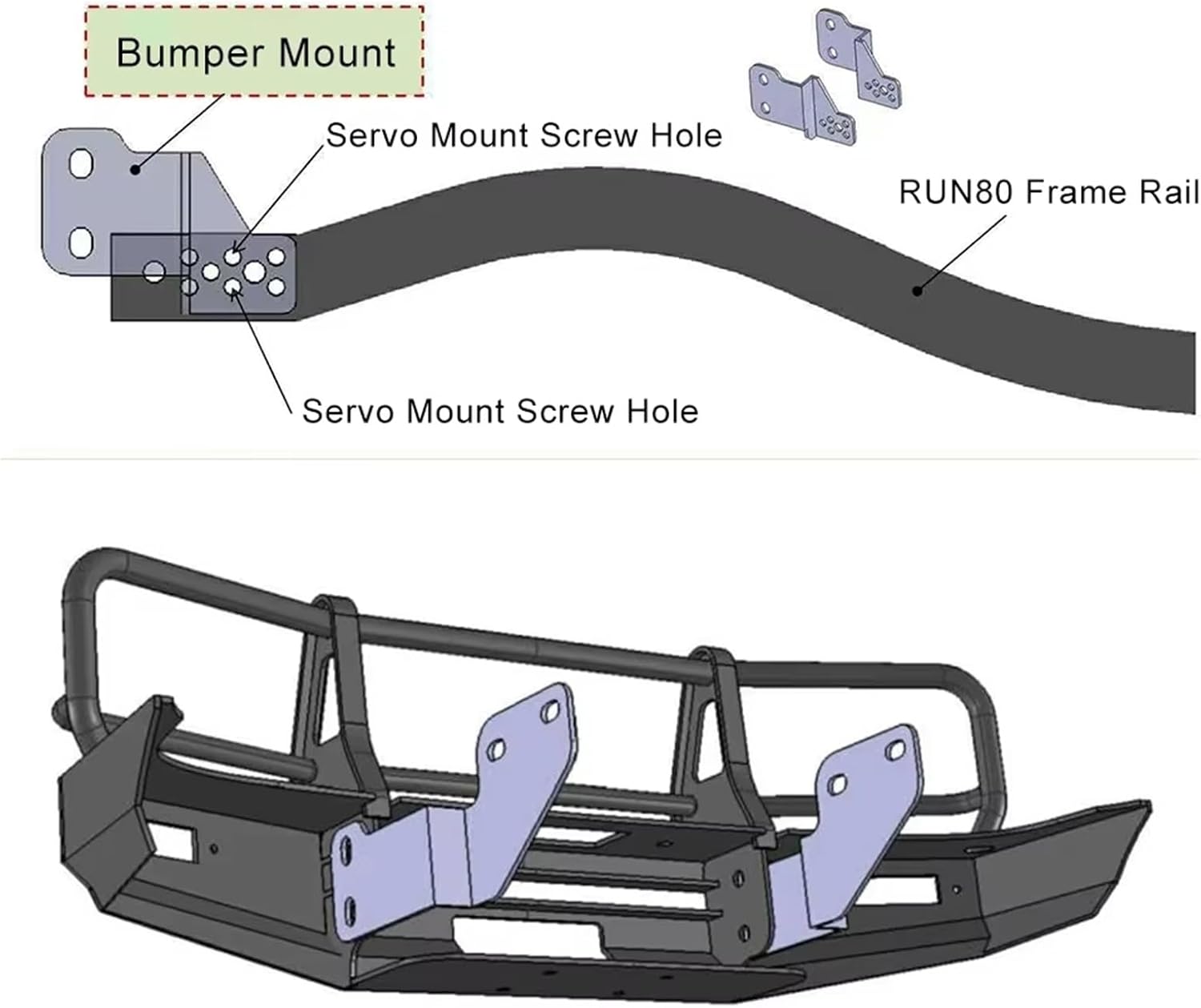 RC Car Parts Compatible with SCX10 for TRX4 for LC80 1/10 RC Crawler Body Bull Bars Metal Tube Front Winch Bar Bumper Upgrade Parts