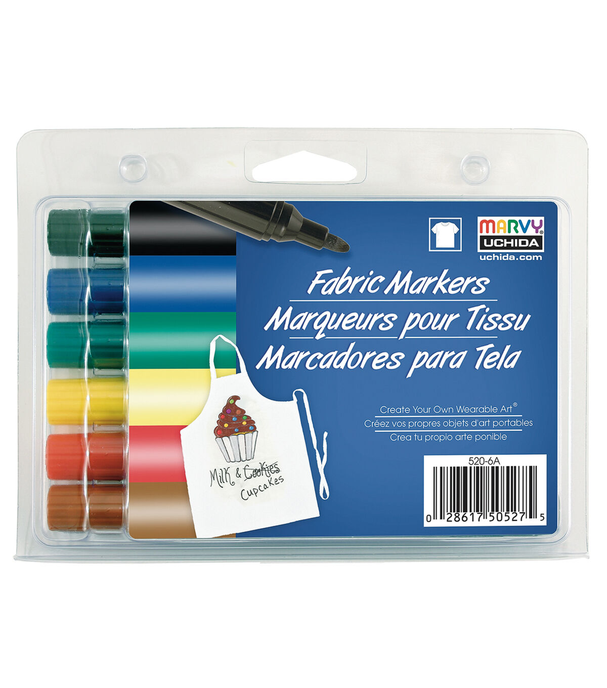Marvy Uchida Fabric Marker Broad Tip 6 Pkg