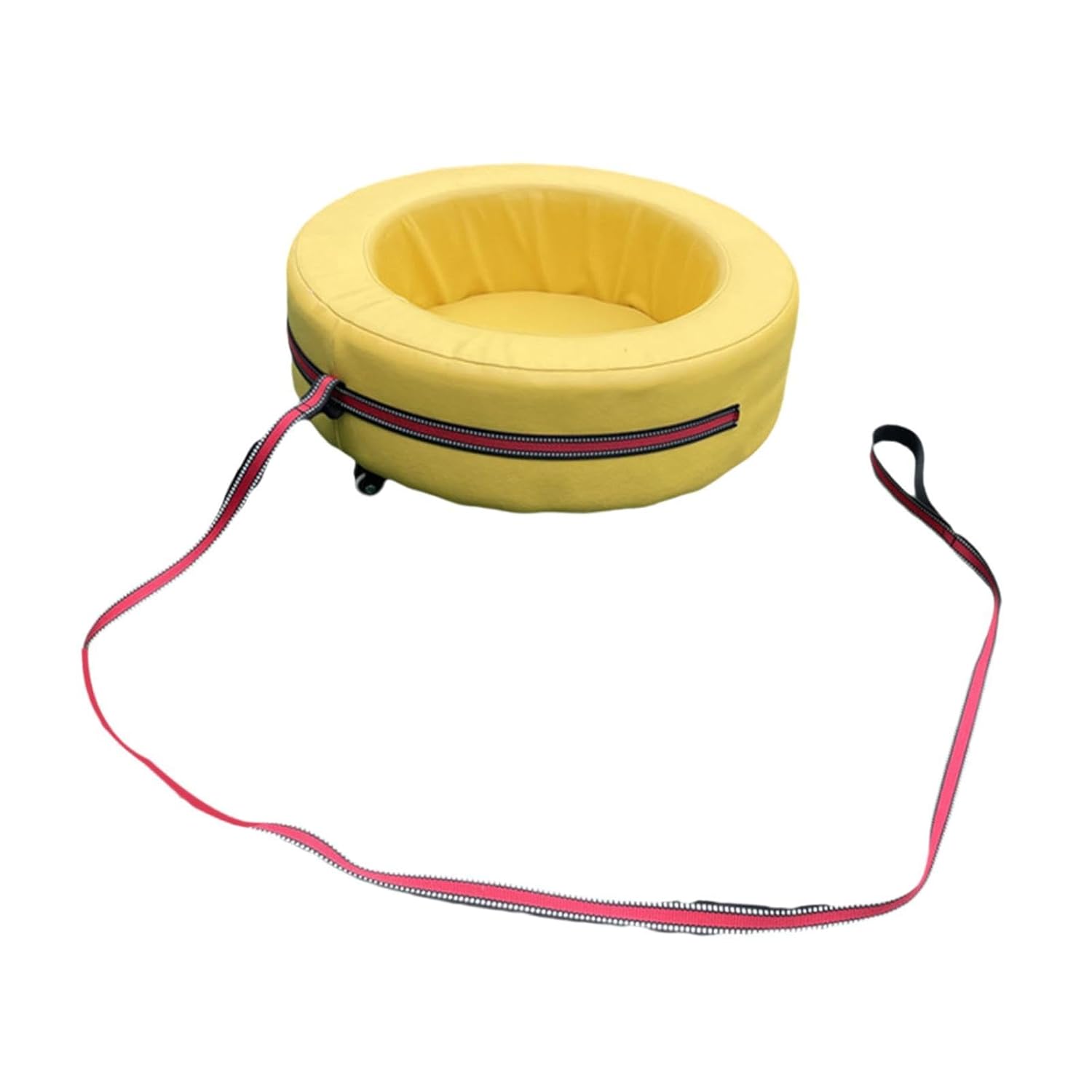 Kids Hand Pulled Cart Children's Soft Tire Cart Comfortable Equipment Rotating with Wheels Interactive Toy for Outdoor Indoor, Yellow