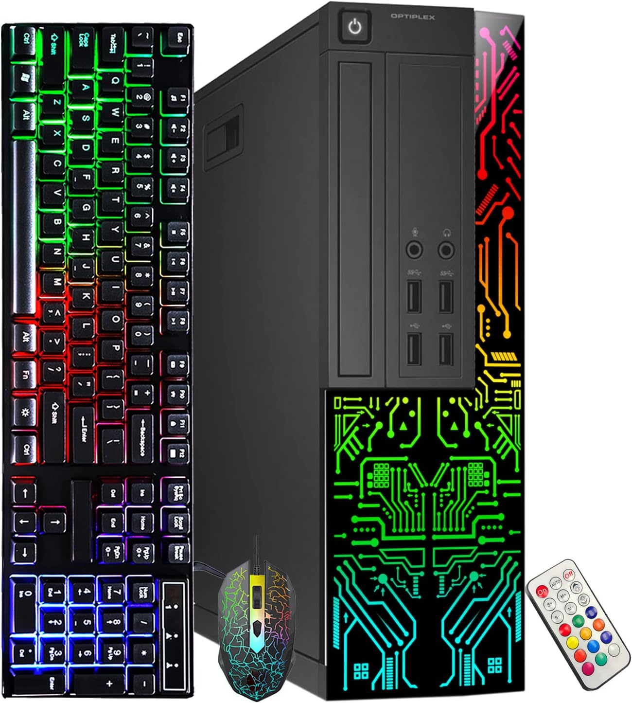 Dell Gaming OptiPlex Desktop RGB Computer PC | Intel Core i7 3.4Ghz | AMD RX 550 4GB GDDR5 | 16GB RAM 512GB SSD | RGB Gaming Keyboard & Mouse WiFi | Windows 11 HDMI (Renewed)