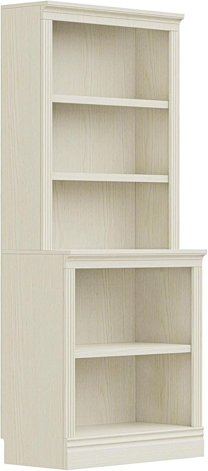 JAHRSTIM Halston Multi-Depth Bookcase, Adjustable Storage Open Display Shelving Unit for Home and Office Space, 31.5”L x 15.75”W x 72.8”H, Cream