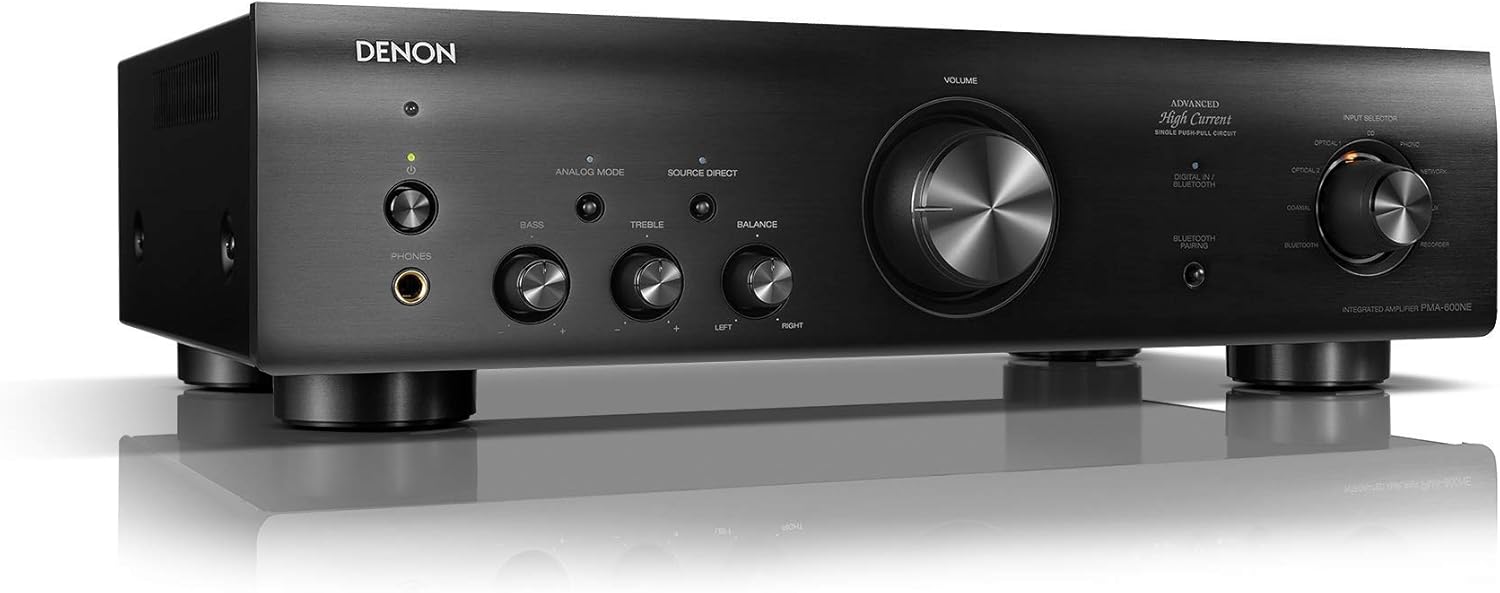 Denon PMA-600NE Stereo Integrated Amplifier | Bluetooth Connectivity | 70W x 2 Channels | Built-in DAC and Phono Pre-Amp | Analog Mode | Advanced Ultra High Current Power (Renewed)