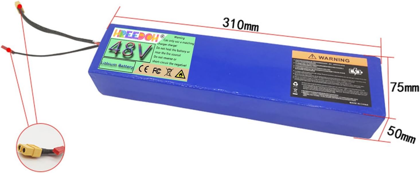 48 Volt Scooter Battery 10AH 12.5AH 15AH Lithium Battery Pack 48V Replacement Battery for 450W 600W 750W Motor Conversion Kit,48v15ah