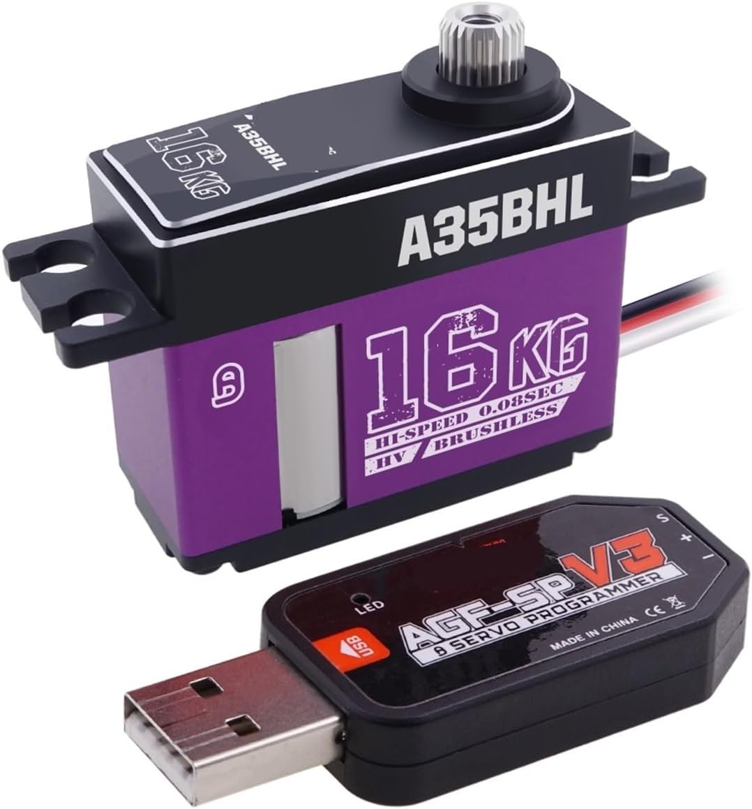 A35BHL Programmable Brushless 16KG 0.08Sec HV Metal Gear Mini Digital Servo(Combo Set)