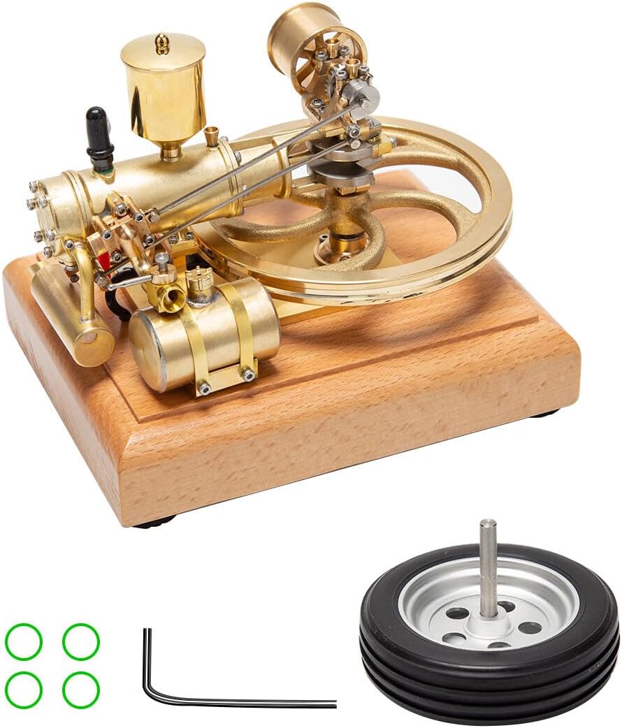 1.9CC Internal Combustion Engine Model Kit, 1.9CC Horizontal Single Cylinder Four-Stroke Metal Engine Molde Kit That Works, Mini Engine Kits Educational Toy Model for Adult