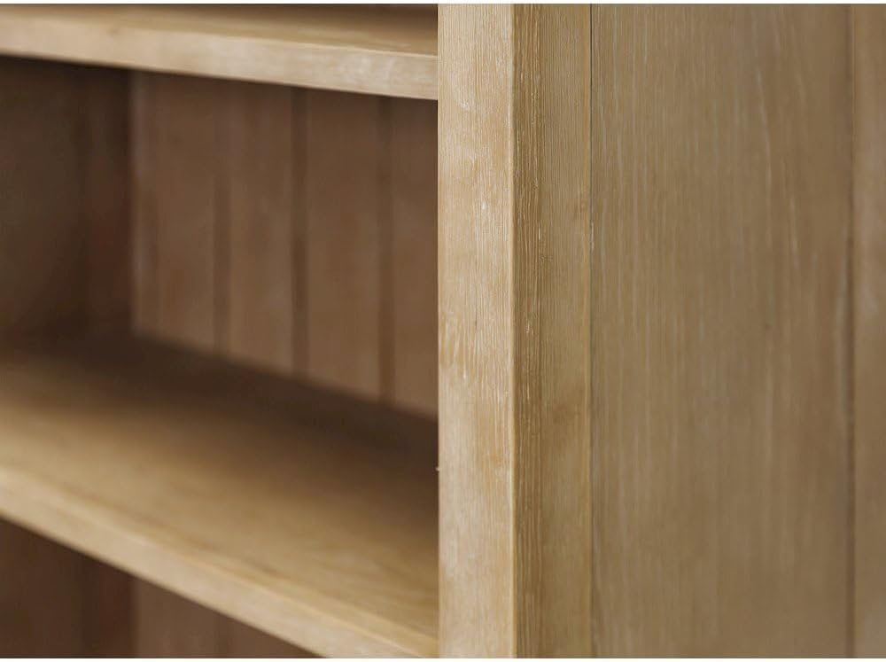 Starlight Wood Open Bookcase, Fully Assembled, 3 Adjustable Shelves, 1 Fixed Shelf, Wire Brushed Light Oak Finish, Brown Wood