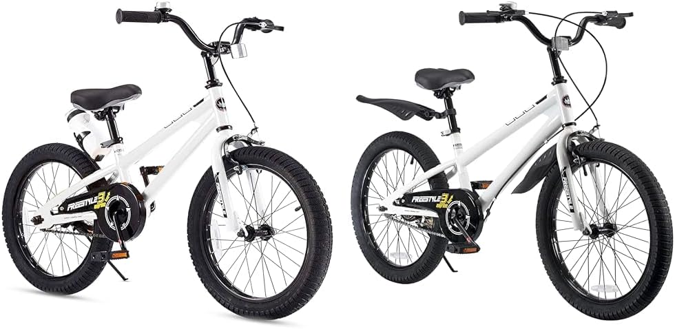 Royalbaby Freestyle Kids Bike 18 & 20 Inch Wheels Bicycles for Boys Girls Ages 5-10 Years, White