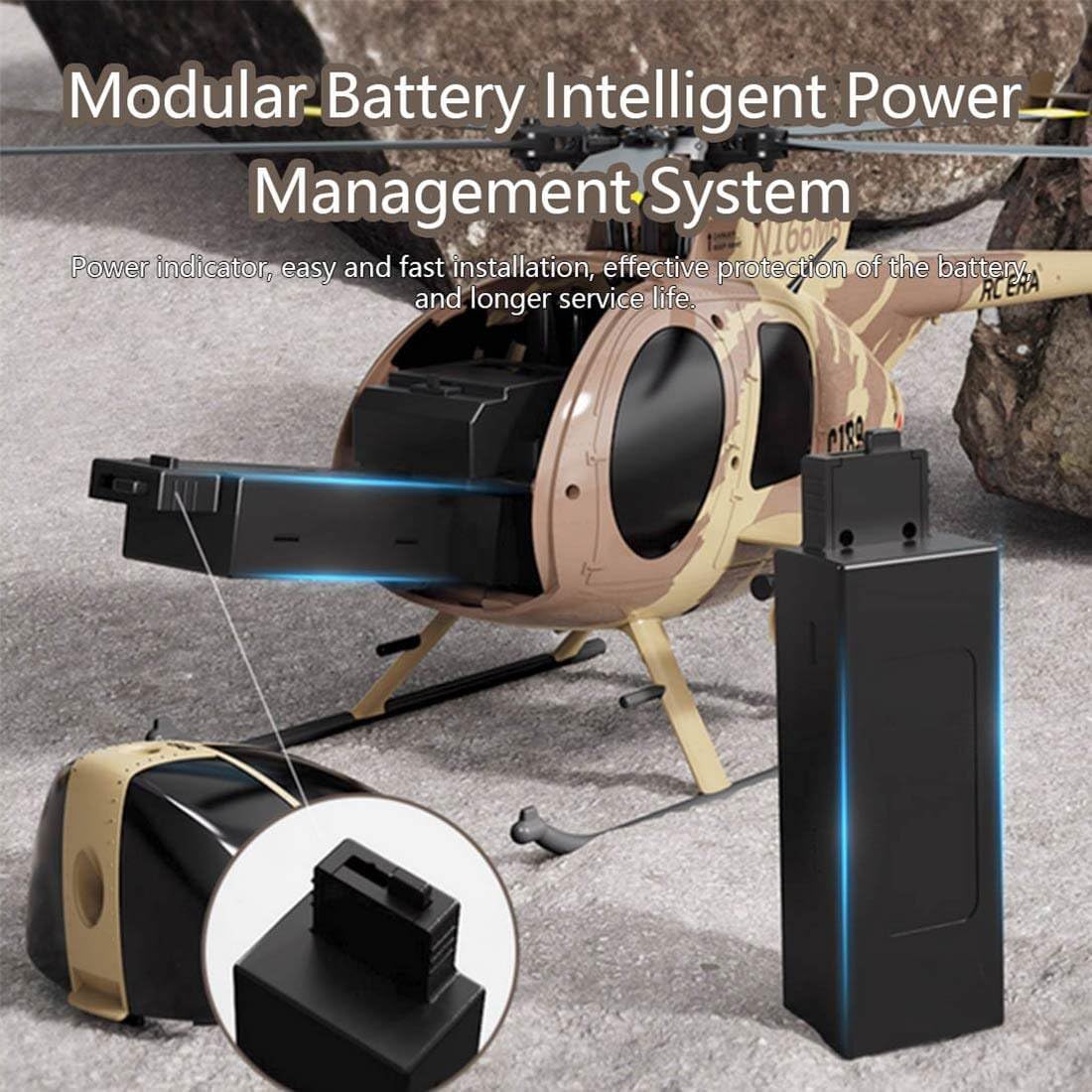 Hanll MD500 C189 Remote Control Helicopter for Adults, 1/28 Scale 2.4G 4CH Little Bird Single-Rotor with 6-Axis Gyro and Brushless Motor, RC RTF Altitude Hover Aircraft, 4 Batteries