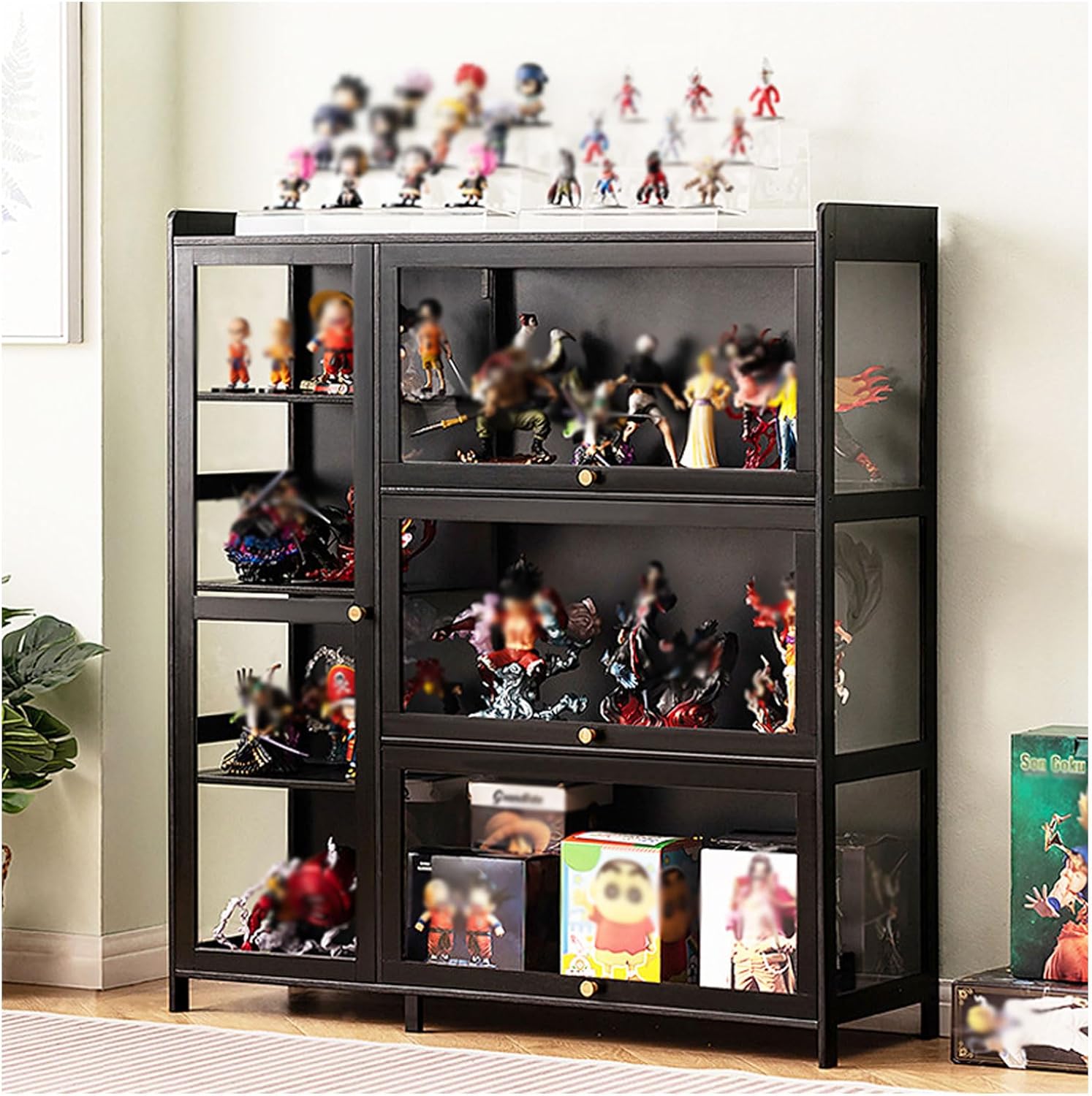 ARMERI Luxury Display Shelf, Curio Display Cabinet, Sturdy Curio Cabinet with Acrylic Bookcase Display Case, Shelves for Bedroom, Open Bookshelf,100×33×111cm/39×13×44in