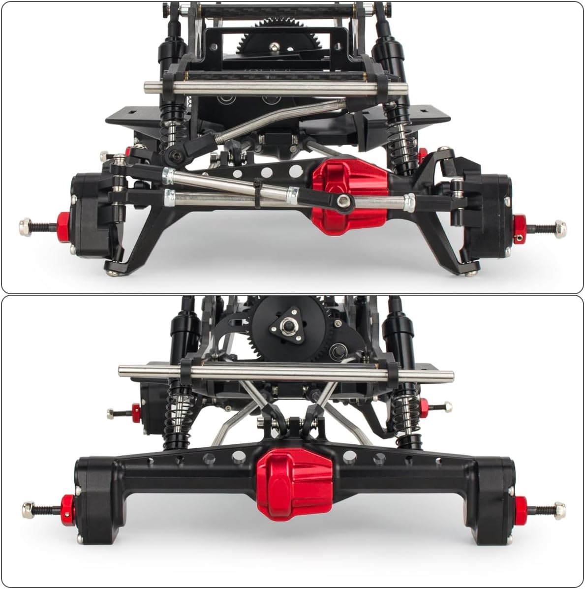 Carbon Fiber LCG Chassis Kit Frame Rails Skid Plate CMS Servo Panhard Mount for 1/10 RC Rigs Crawler Capra SCX10 II VS4-10 Comp Builds DIY Parts (Full Chassis Kit)