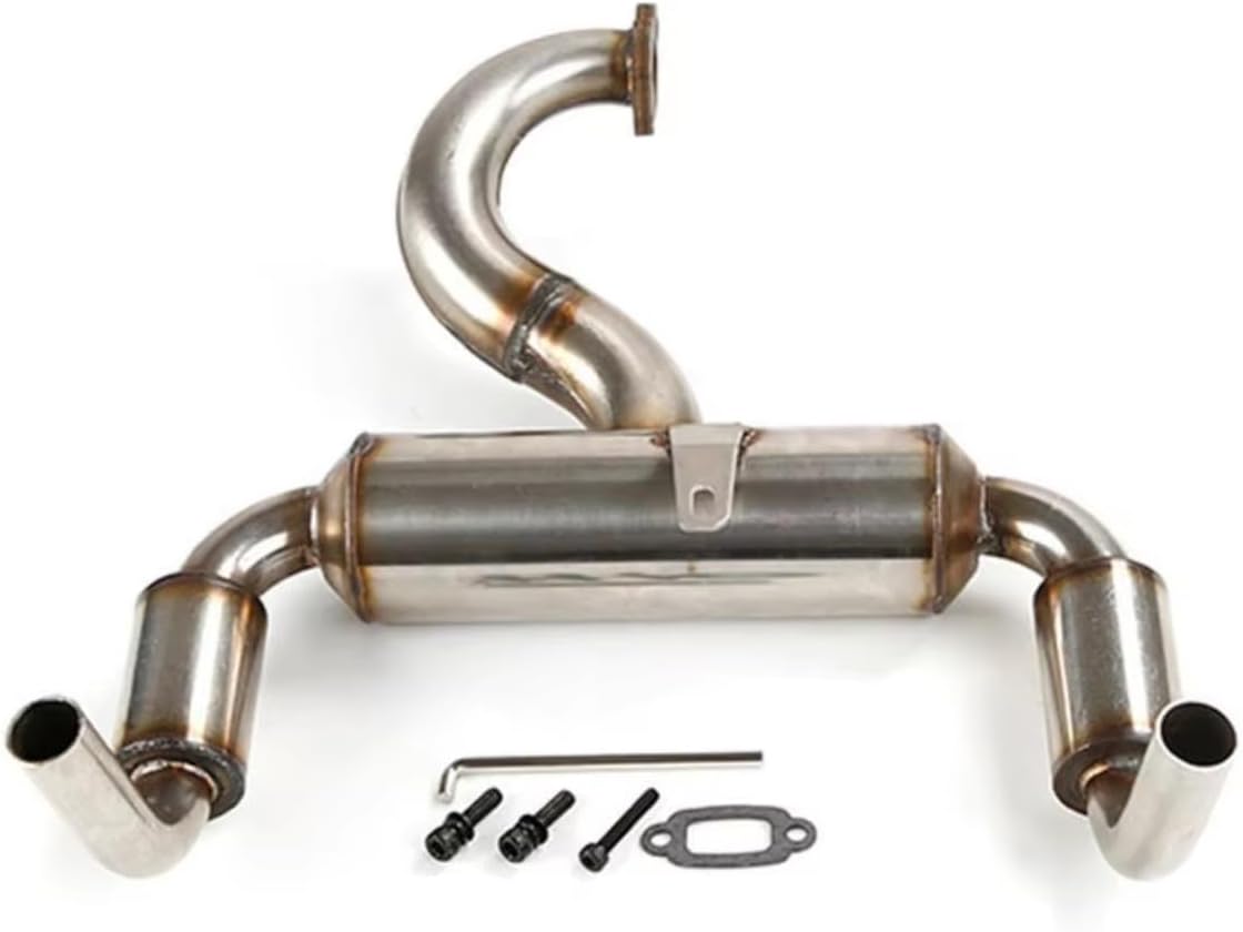 RC Car Parts Compatible with Rofun for Rovan F5 RF5 MCD XS-5 RR5 1/5 RC Car Upgrade Parts Stainless Steel Silent Double Exhaust Pipe Silencer Set