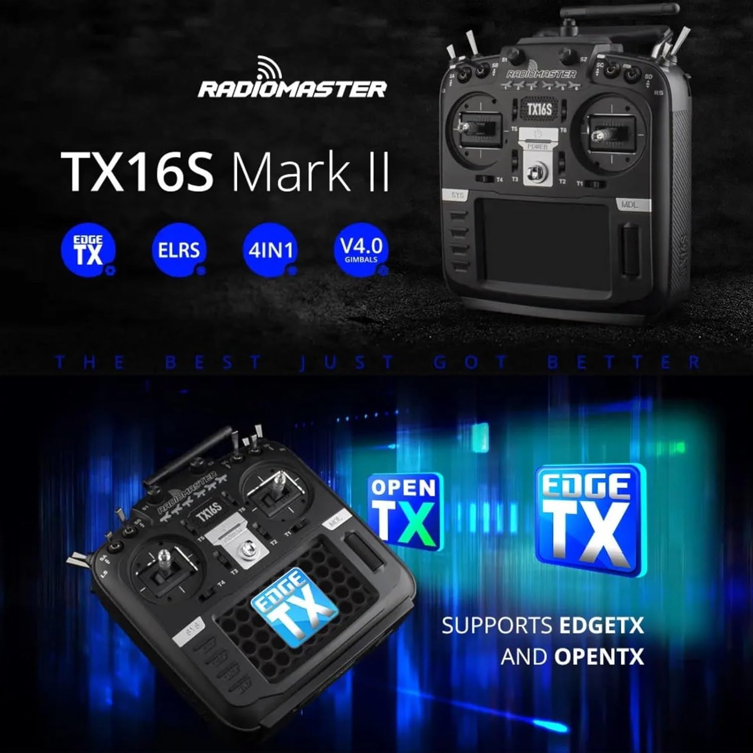 RadioMaster TX16S MKII V4.0 RC Transmitter with Hall Gimbals ELRS 2.4G for Drone Radio Control Models