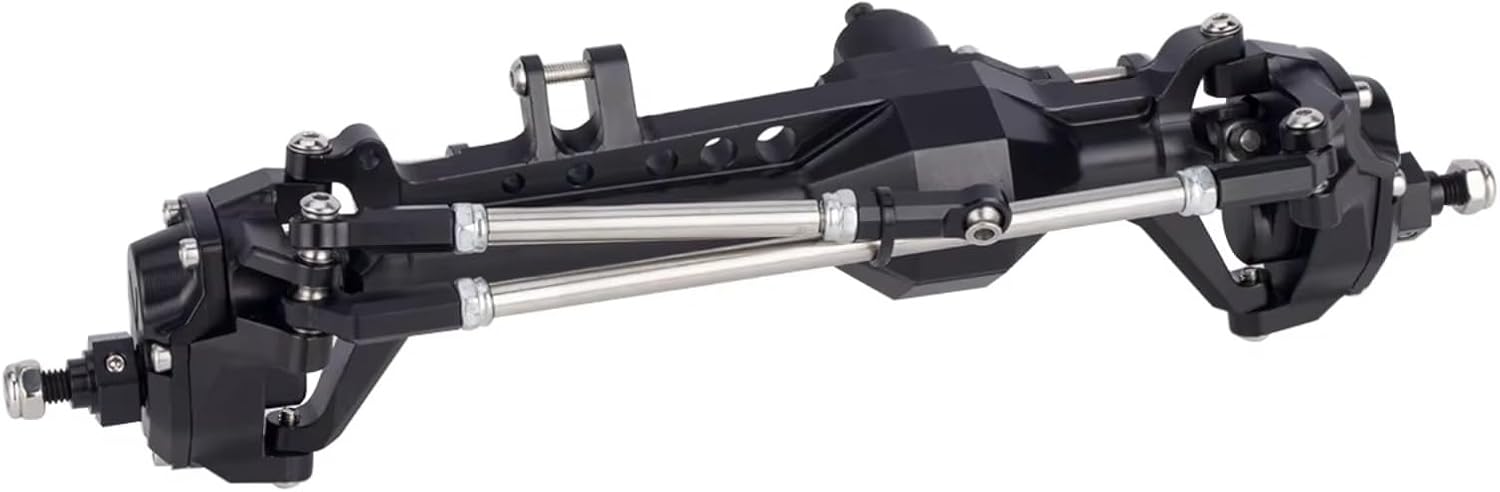 RC Axle Models For Vanquish VS4-10 For Phoenix F10 For LCG 1/10 Machined Aluminum Front And Rear Portal Axle Chassis Upgrade Parts RC Crawler(Black,1set)