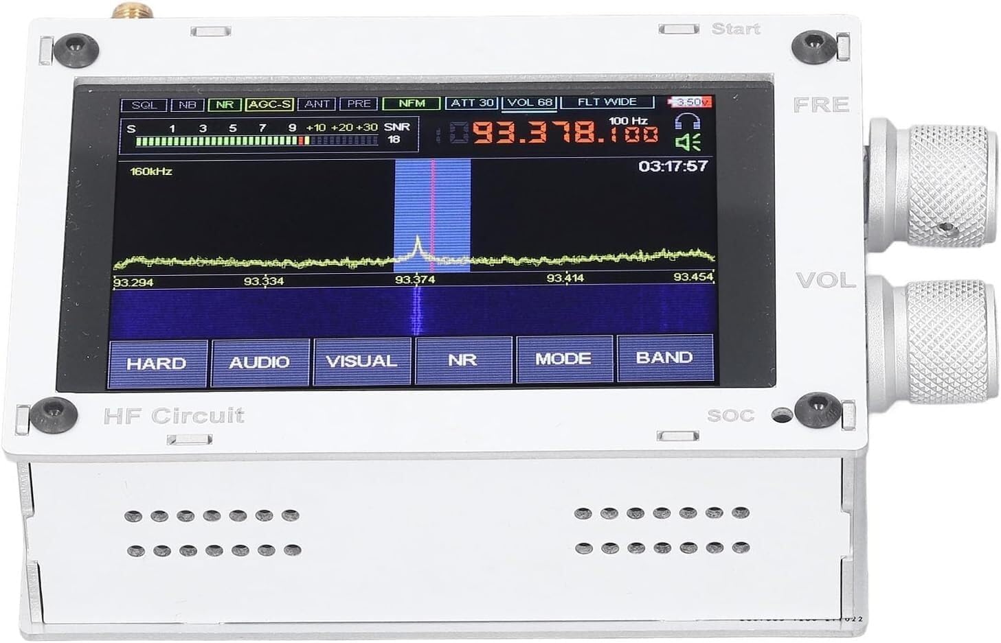 Compatible with DSP SDR Receiver, 3.5 Inch Touch Screen Shortwave Radio Receiver 50kHz to 2GHz with Heat Dissipation Hole