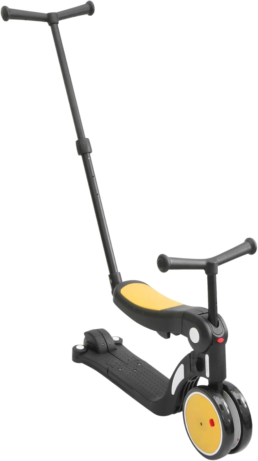 5-in-1 Children Scooter for Ages 1-6 Adjustable Height Sturdy Plastic Multi-Functional Three-Wheeled Balance Bike Toddler Walking Toy